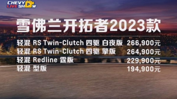 售19.49-26.69万 2023款开拓者上市