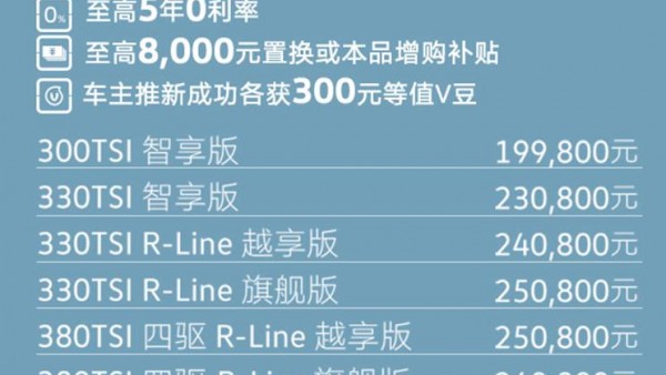 16.99万元起! 途观L推出限时优惠政策