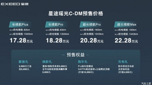 17.28万起 星途瑶光C-DM正式开启预售！